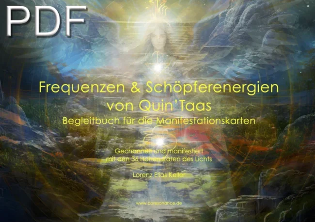 Manifestationskarten Titelbild für Auszug - Frequenzen & Schöpferenergien von Quin’Taas - Begleitbuch